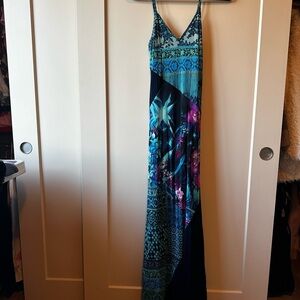 Blue Geometric Maxi Sundress